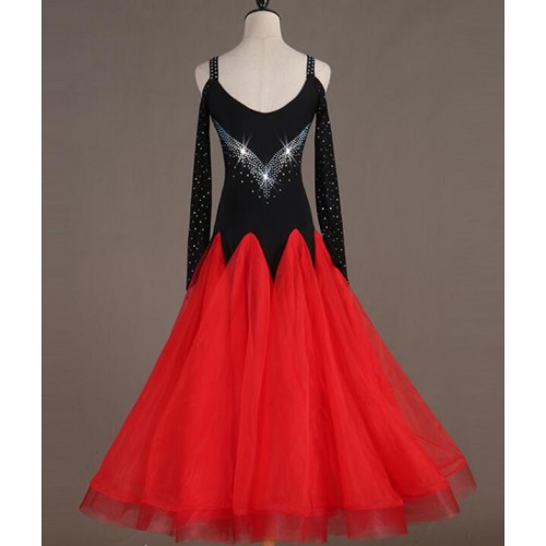 Custom size Black with Red Competition ballroom Dancing dresses for women girls waltz tango foxtrot smooth dance long skirts dress for female